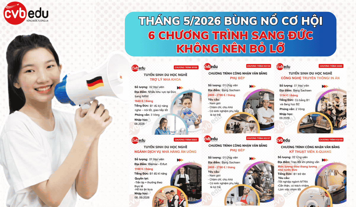 Tháng 5/2026 Bùng Nổ Cơ Hội: 6 Chương Trình Sang Đức Không Nên Bỏ Lỡ