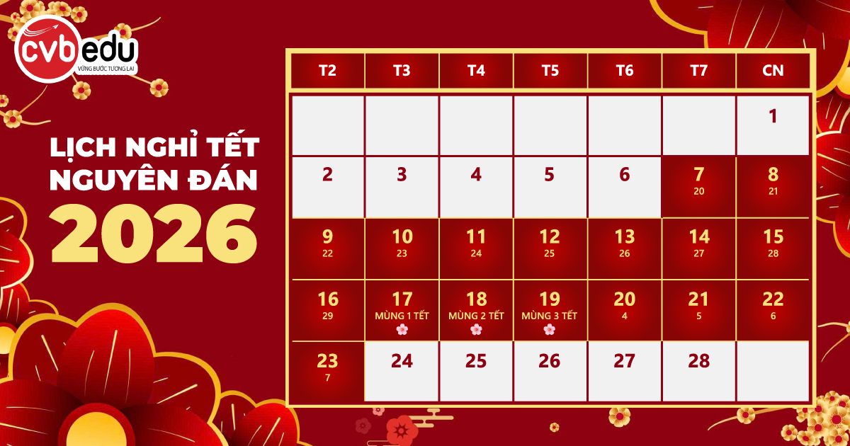 Thông báo lịch nghỉ Tết Nguyên Đán 2026 của CVB