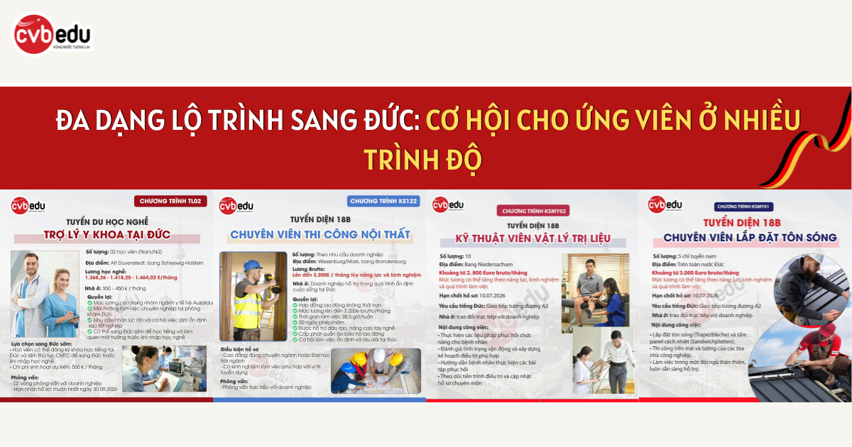 ĐA DẠNG LỘ TRÌNH SANG ĐỨC: CƠ HỘI CHO ỨNG VIÊN Ở NHIỀU TRÌNH ĐỘ 