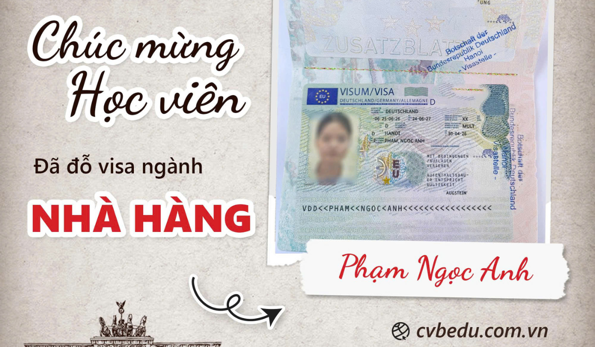 CHÚC MỪNG PHẠM NGỌC ANH CHÍNH THỨC ĐỖ VISA DU HỌC NGHỀ ĐỨC NGÀNH NHÀ HÀNG