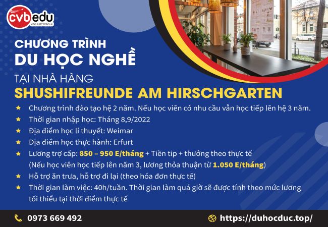 [Tuyển gấp] Chương trình du học nghề tại nhà hàng Sushifreunde am Hirschgarten