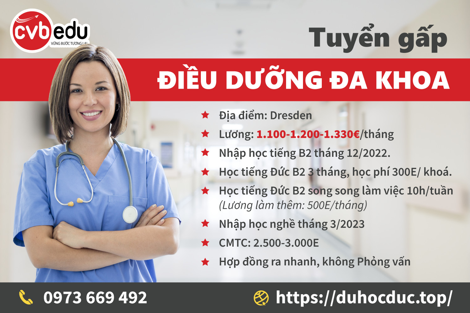 [Tuyển gấp] Chương trình du học nghề điều dưỡng đa khoa tại Dresden