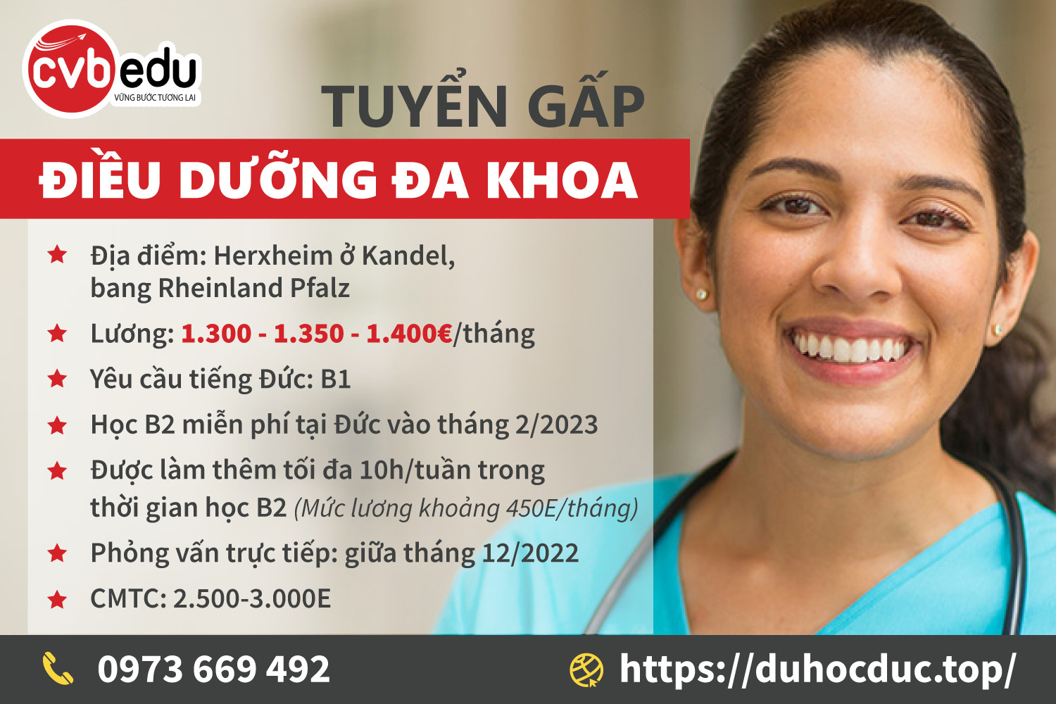 [Tuyển gấp] Chương trình du học nghề Điều dưỡng đa khoa (Herxheim ở Kandel, bang Rheinland Pfalz)