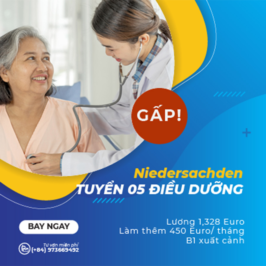 Niedersachsen tuyển 05 điều dưỡng lương 1328 Euro