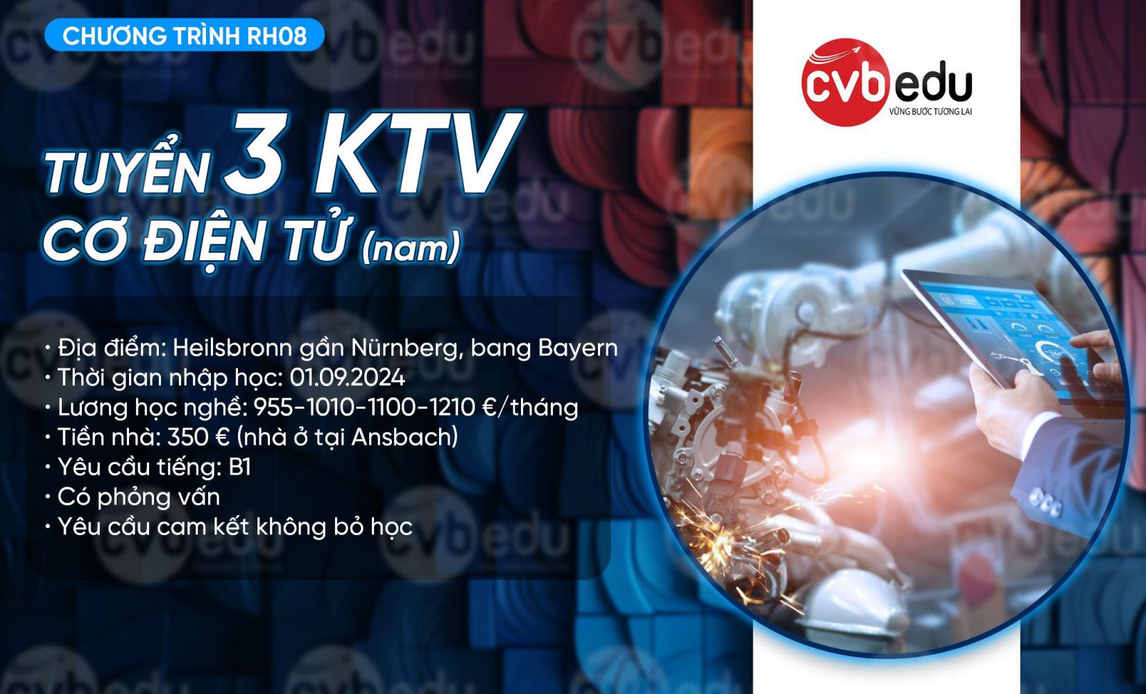 [RH 08] Tuyển 3 KTV Cơ điện tử (nam)